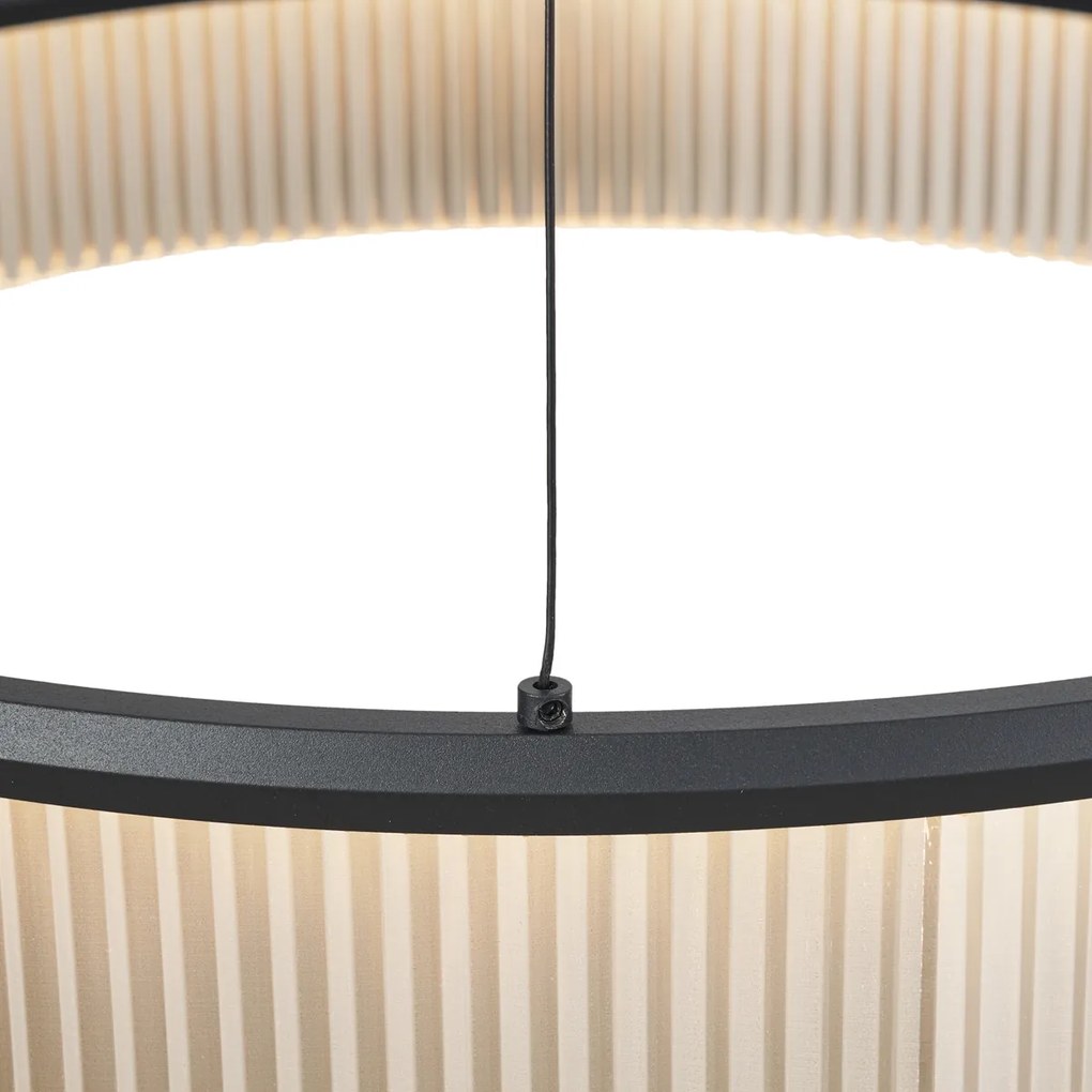 Candeeiro suspenso moderno preto 59cm incl. LED regulável em 3 níveis - Anello Chandelier Moderno