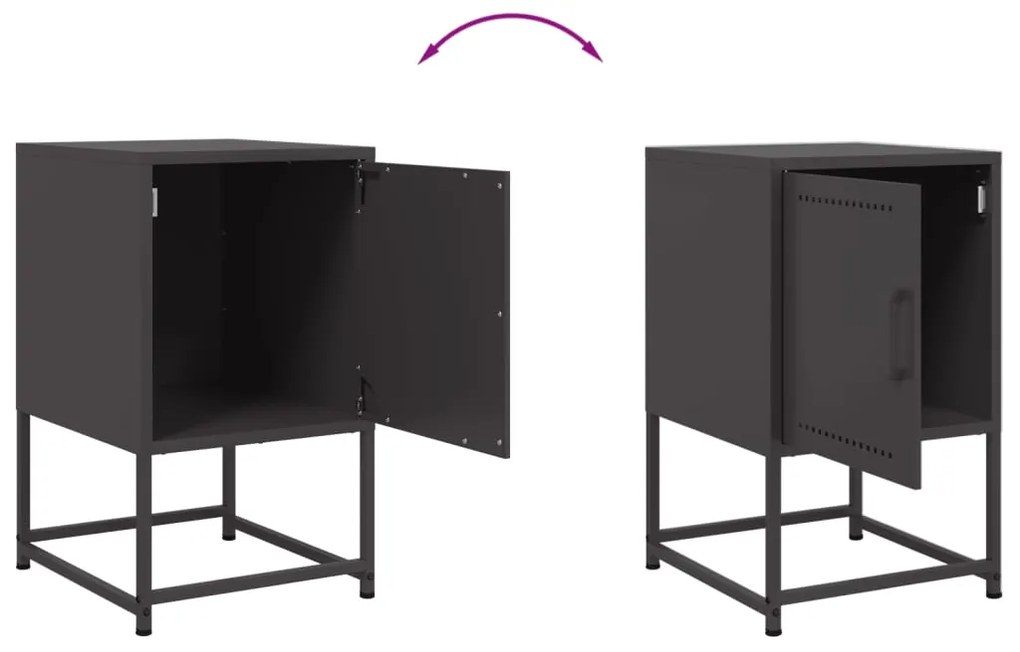 Mesas de cabeceira 2 pcs 36x39x60,5 cm aço preto