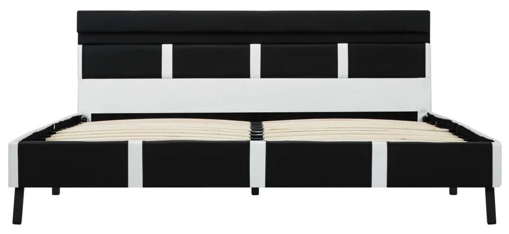 Estrutura de cama com LED 140x200 cm couro artificial preto