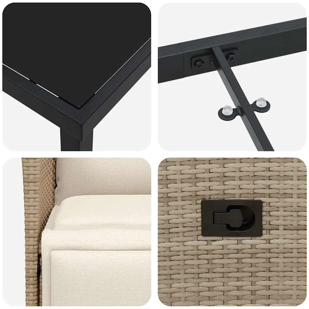 Conjunto de Jantar para Jardim de 7 Peças com Almofadas em Rattan Sint