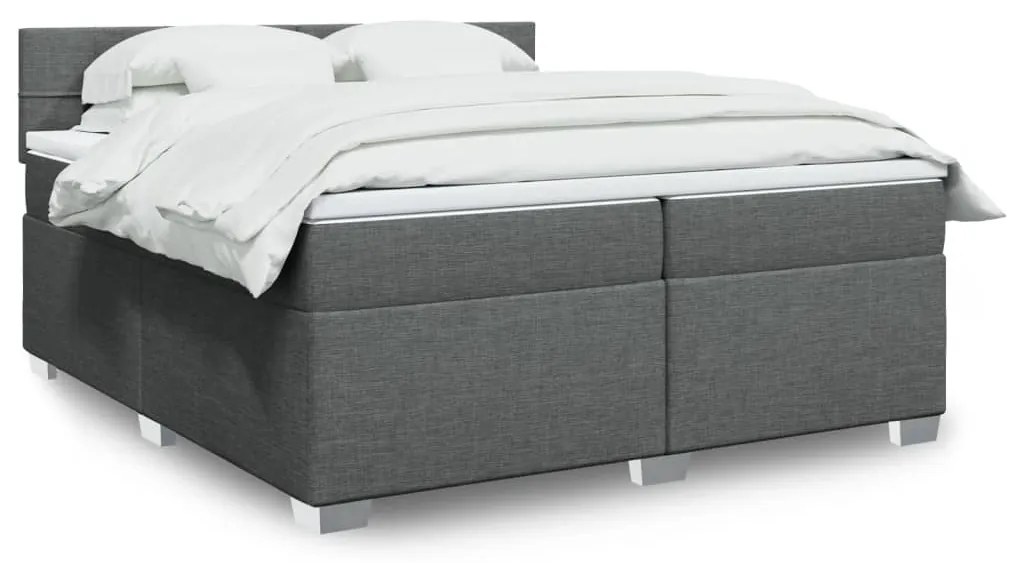 Cama com molas/colchão 200x200 cm tecido cinzento-escuro