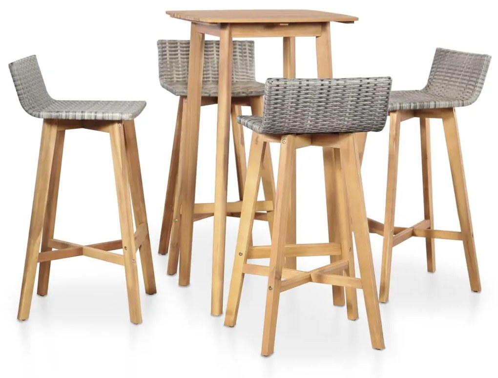 vidaXL 5 pcs conjunto de jantar exterior madeira acácia maciça