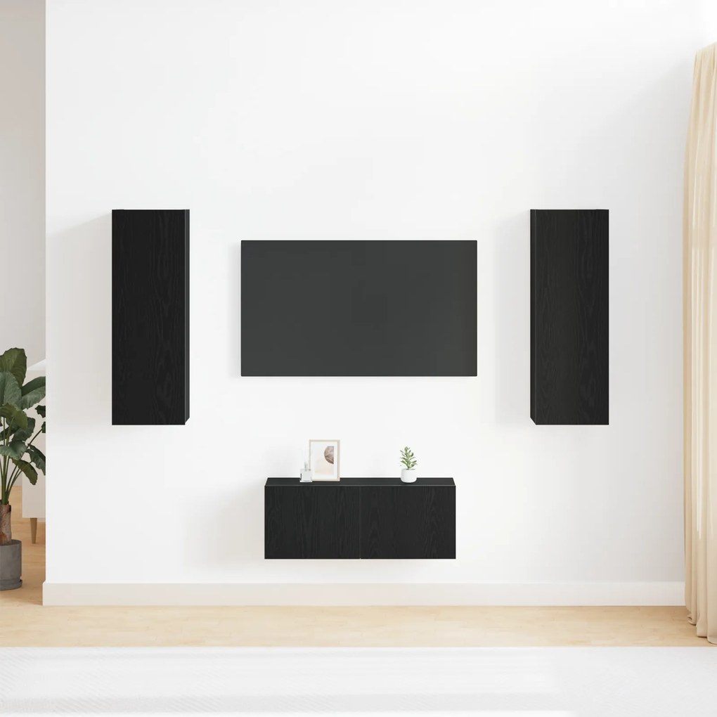Conjunto de Móveis para TV vidaXL de 3 Peças Montado na Parede em Carv