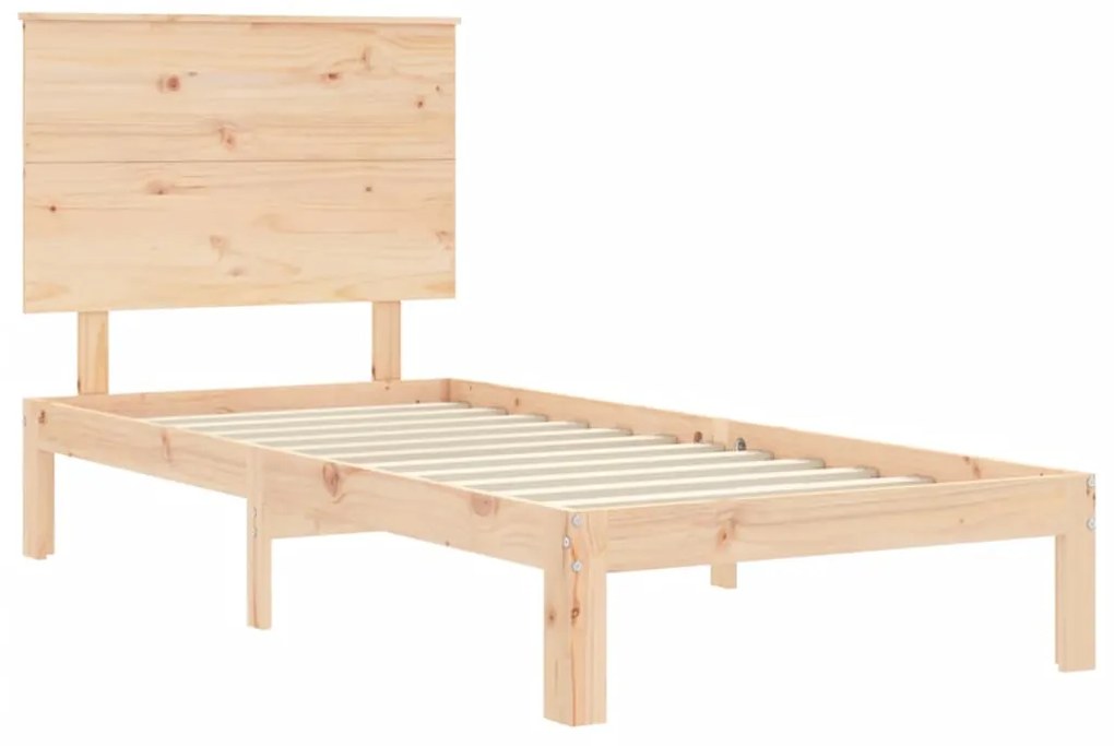 Estrutura de cama com cabeceira 90x200 cm madeira maciça