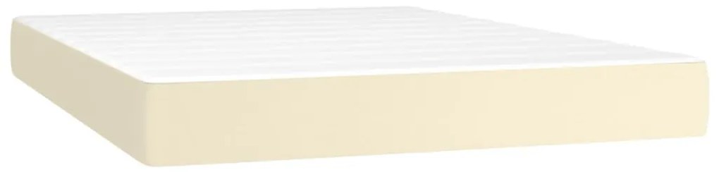 Cama com molas/colchão 140x190 cm couro artificial cor creme