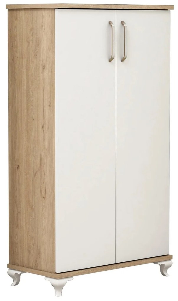 Sapateira Ari – Nogueira e Branco – 72x120x32,5 cm