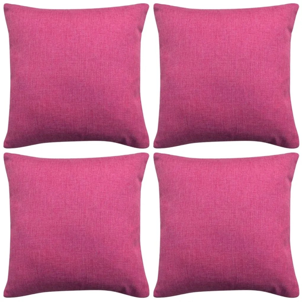 Capa de almofada 4 pcs linho em rosa 40x40 cm