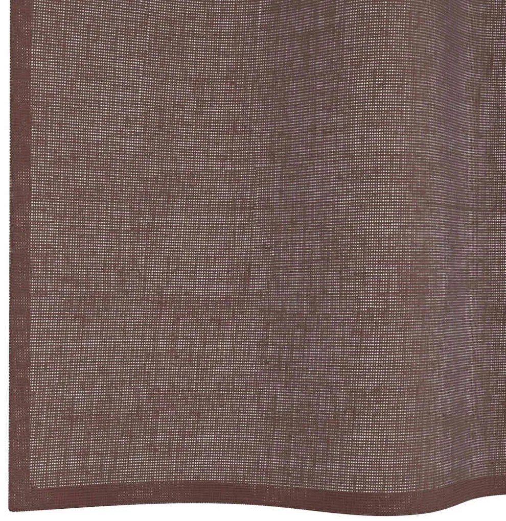 Cortinas de voile com ilhós 2 pcs castanho 140x260 cm