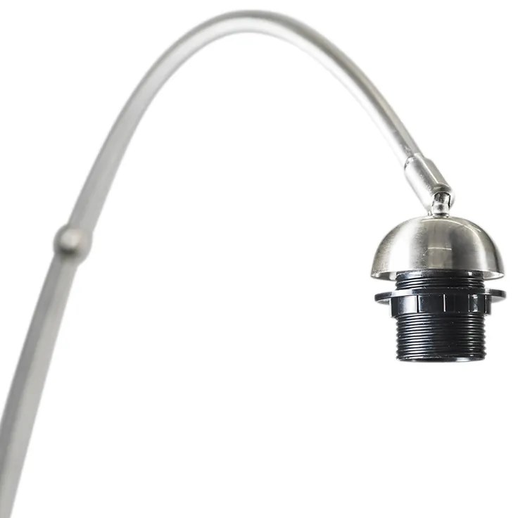 Candeeiro de Arco em Aço com Abajur em Tecido Branco 50/50/25 Ajustável - XXL Moderno