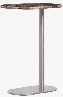 Mesa Auxiliar Para Jardim Oval 45x25 Cm Em Aço Inoxidável E Mármore Lumair Mármore Marrom Emperador & Aço Inoxidável Escovado - Sklum