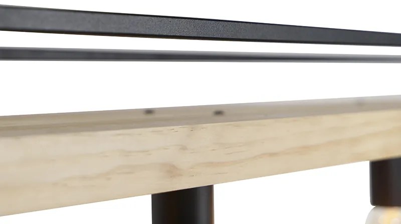 LED Candeeiro de suspensão inteligente preto com madeira 4-luzes incl. Wifi G95 - Shelf Industrial