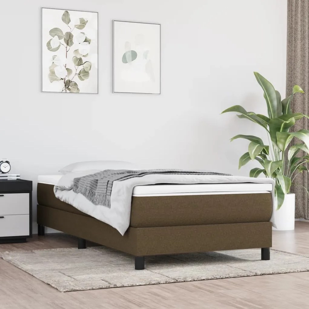 3120487 vidaXL Estrutura de cama 90x200 cm tecido castanho-escuro