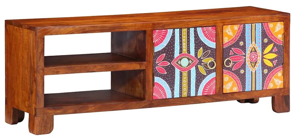 vidaXL Móvel de TV multicor 110x30x40 cm madeira de acácia maciça