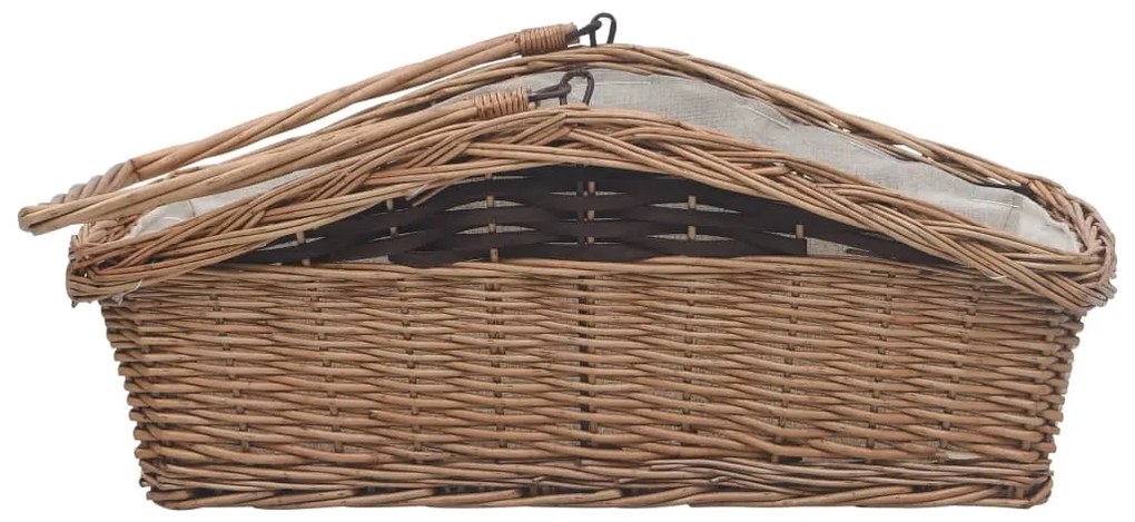 Cesto para lenha com pega 61,5x46,5x58 cm salgueiro castanho