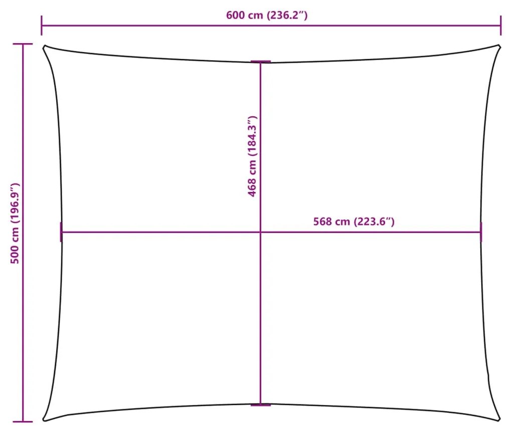 Para-sol estilo vela tecido oxford retangular 5x6 m laranja