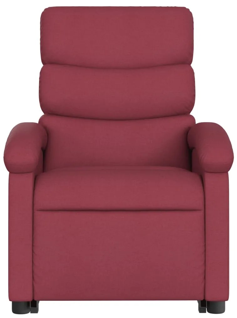 Poltrona reclinável elevatória elétrica tecido vermelho-tinto