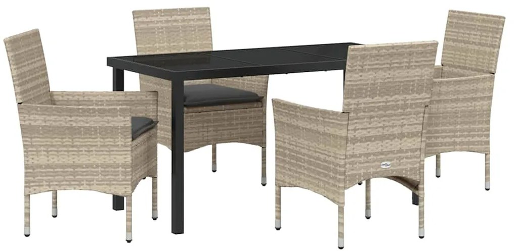 Conjunto de Jantar de Jardim de 5 Peças da com Almofadas Cinza Claro e