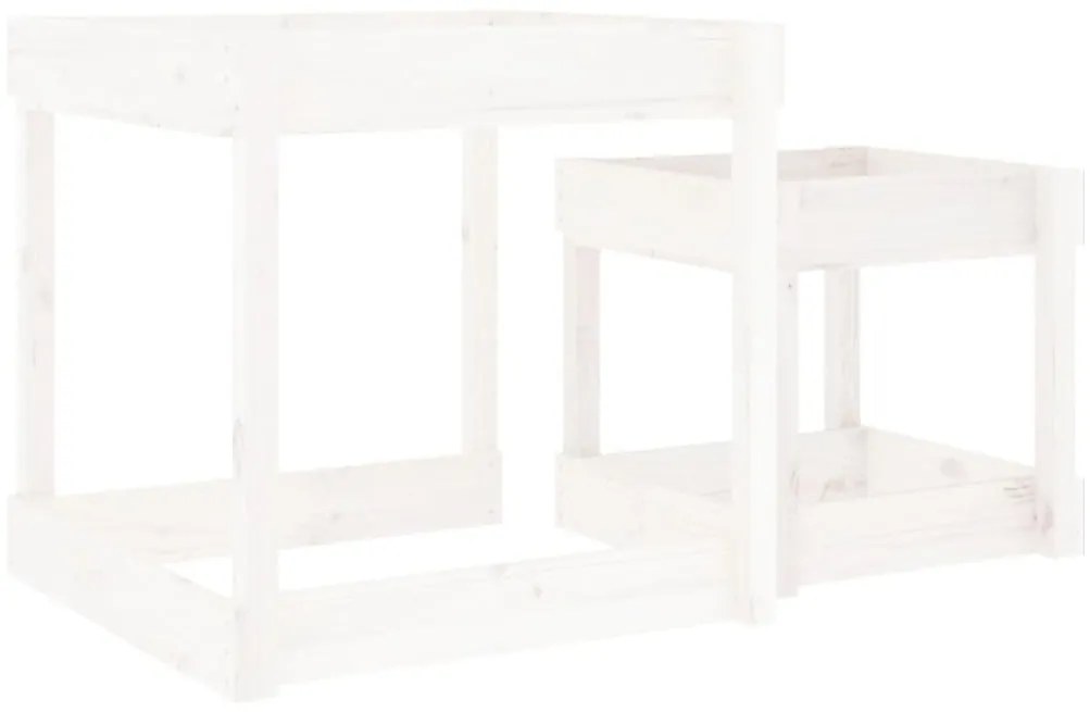Mesas de areia 2 pcs madeira de pinho maciça branco