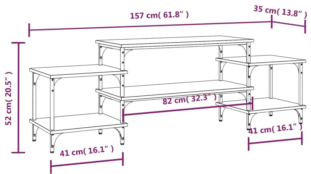 Móvel de TV 157x35x52 cm derivados de madeira cinzento sonoma