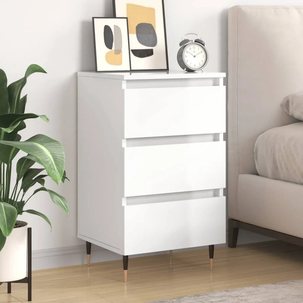vidaXL Mesa de cabeceira 40x35x69cm deriv. madeira branco brilhante