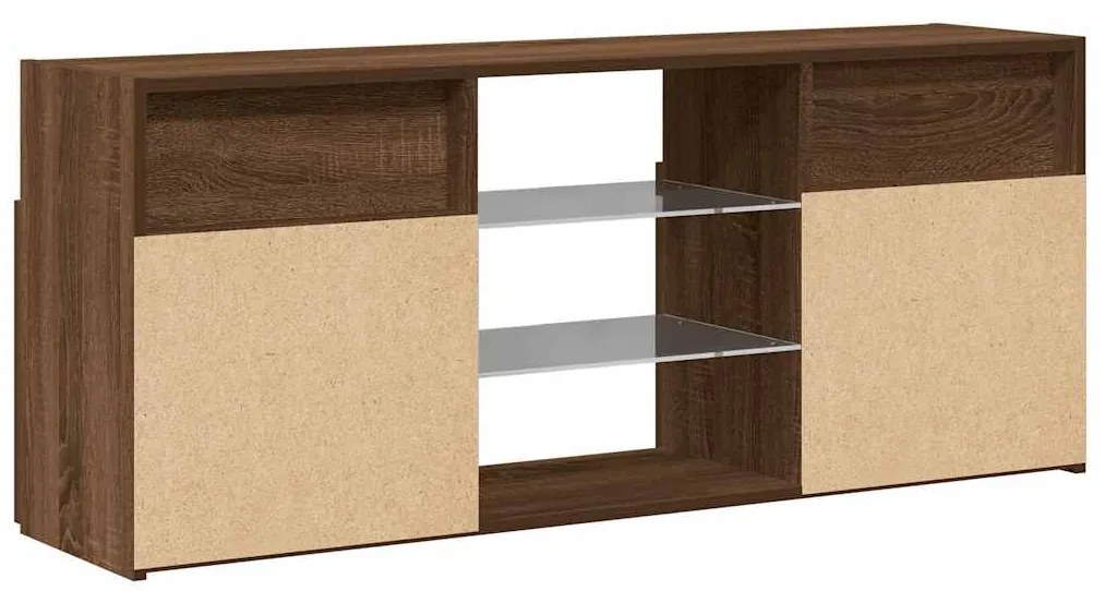 Móvel de TV com luzes LED 120x30x50 cm carvalho castanho