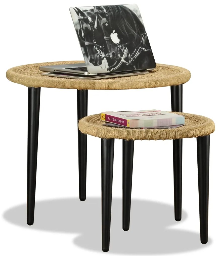 Conjunto de mesas de centro 2 pcs juta natural