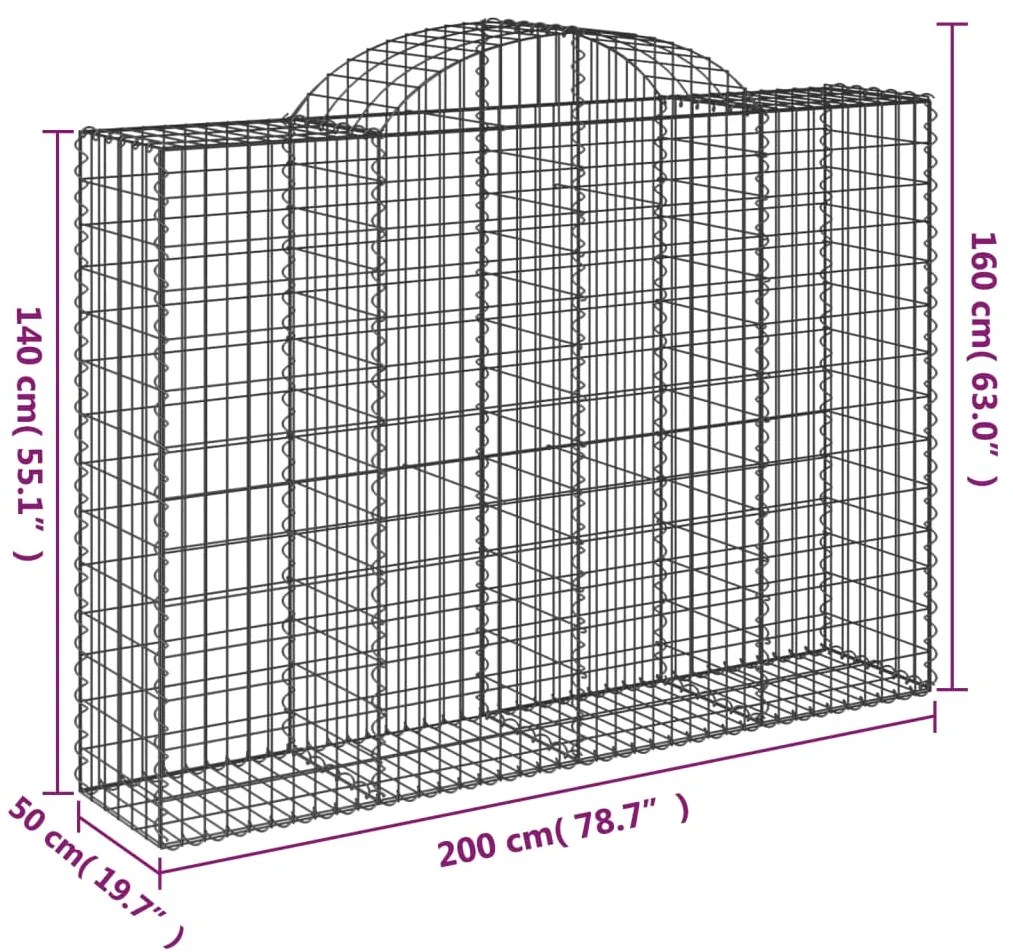 Cestos gabião arqueados 7pcs 200x50x140/160cm ferro galvanizado