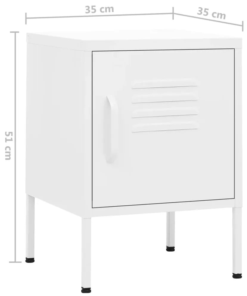 Mesas de cabeceira 2 pcs 35x35x51 cm aço cor branco