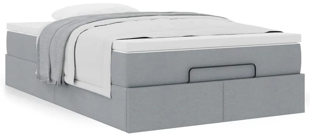 Estrutura cama otomana colchão 120x200 cm tecido cinzento claro