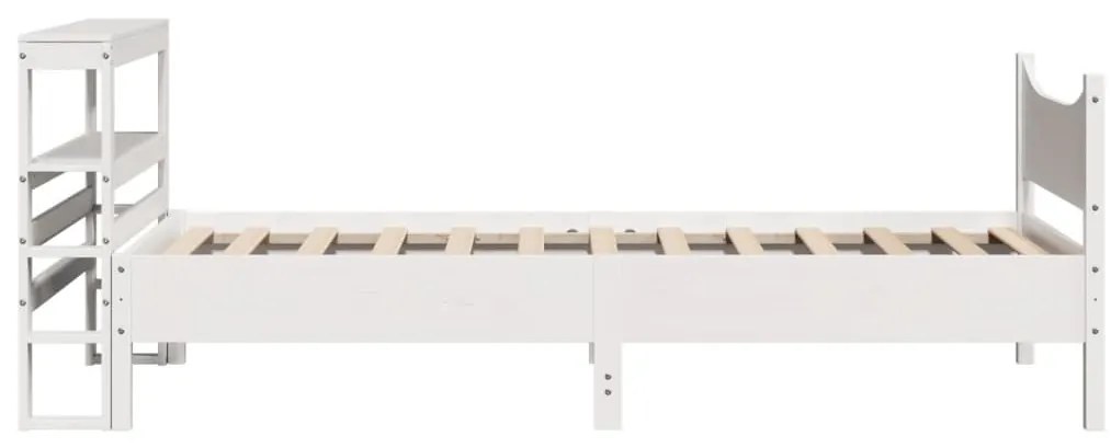 Estrutura de cama com cabeceira 90x190 cm pinho maciço branco