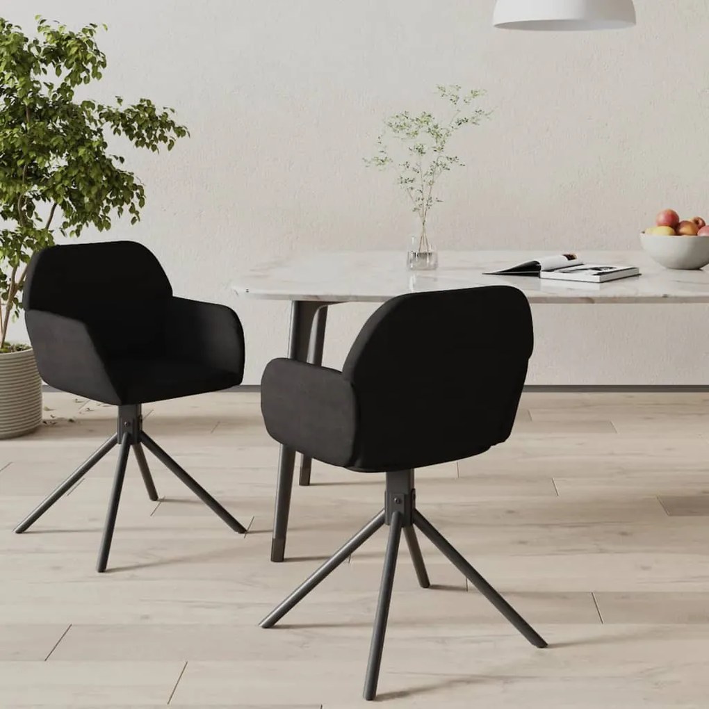 vidaXL Cadeiras de jantar giratórias 2 pcs veludo preto