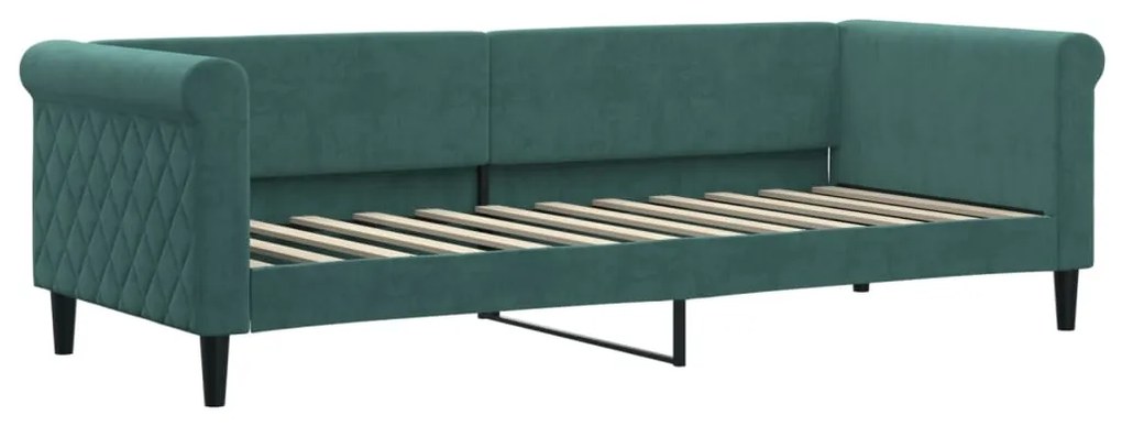 Sofá-cama com colchão 80x200 cm veludo verde-escuro