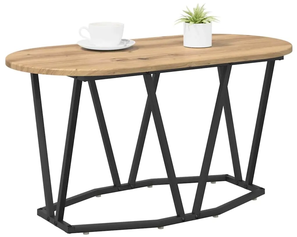 Mesa de Centro vidaXL Carvalho Artisan 80x40x40,5 cm em Madeira de Eng