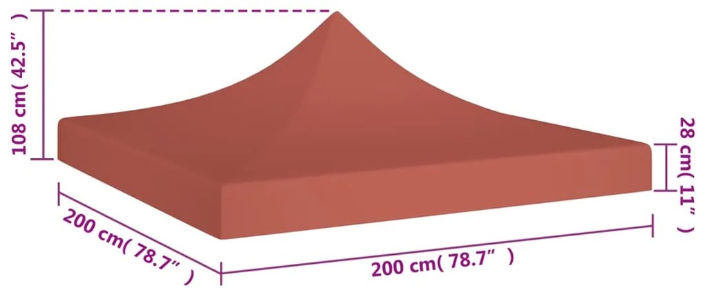 Teto para tenda de festas 2x2 m 270 g/m² terracota