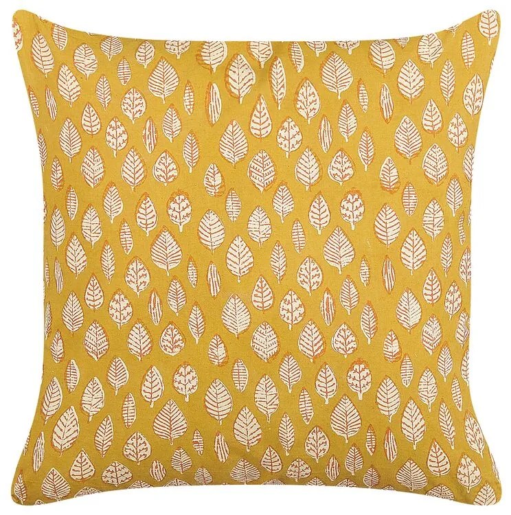 Almofada decorativa com padrão folhas amarelo 45 x 45 cm GINNALA Beliani