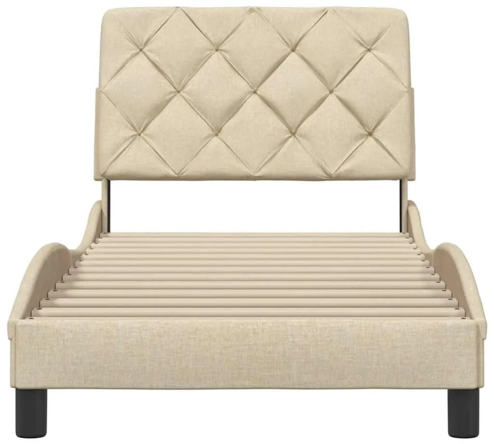 Estrutura de cama sem colchão 90x200 cm tecido creme
