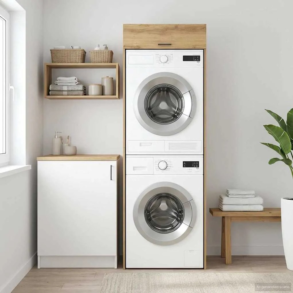 vidaXL Armário para Máquina de Lavar com porta Carvalho Artesanal