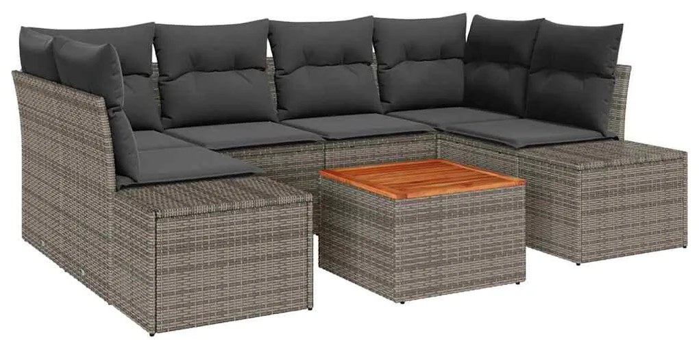 Conjunto de Sofá de Jardim 7 Peças com Almofadas Cinza em Rattan Sinté