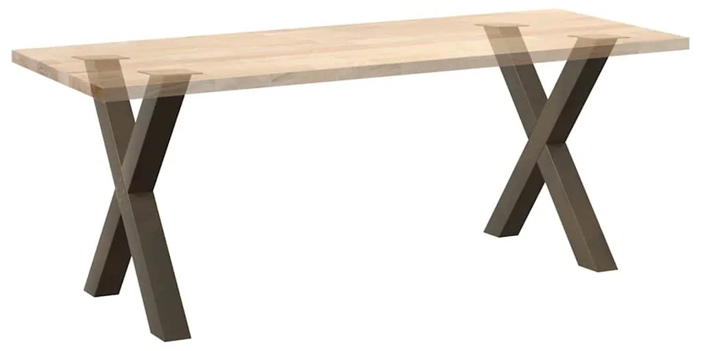 Pés para mesa de jantar em formato de X, 2 peças, aço natural, 80x(72-