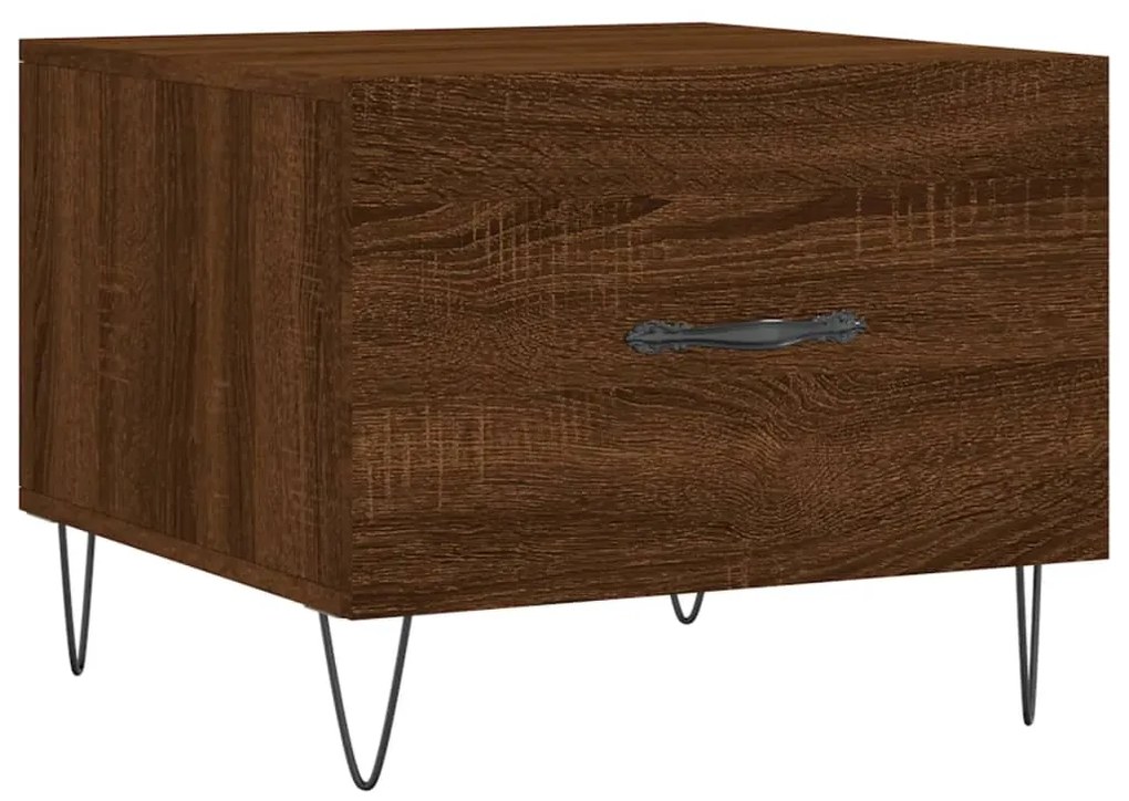 Mesa centro 2 pcs 50x50x40 cm madeira proc. carvalho castanho