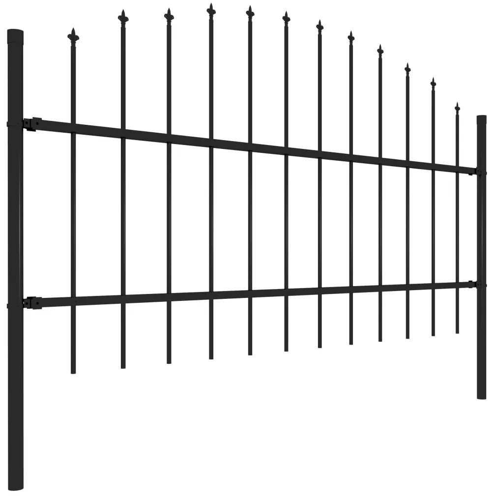 Cerca de jardim com topo em lanças (0,75-1)x13,6 m aço preto