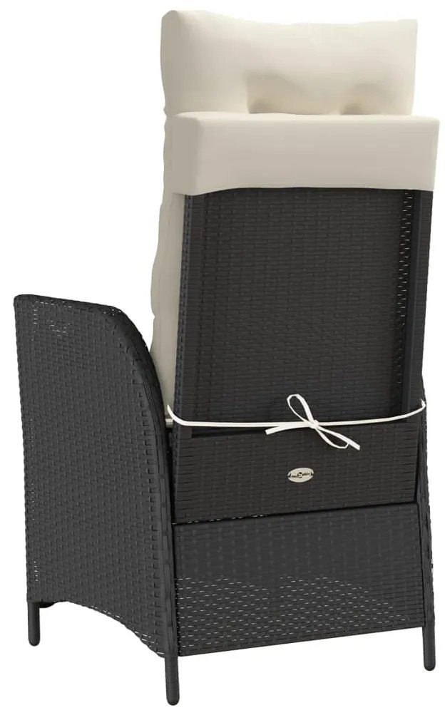 Cadeiras jardim reclináveis 2 pcs c/ apoio de pés vime PE preto