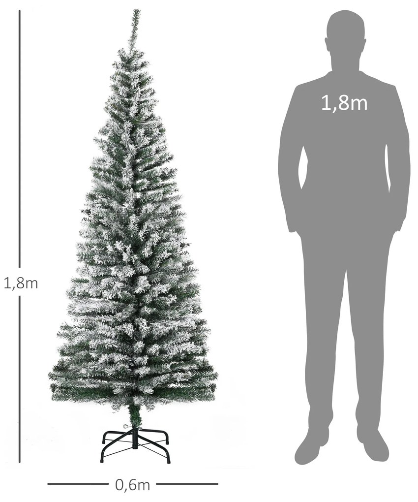 Árvore de Natal 180 cm Árvore de Natal Artificial Nevado com 492 Ramos