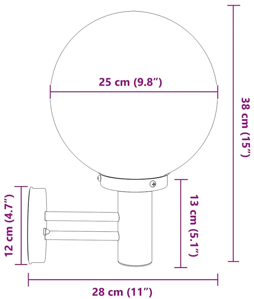 Luz de Parede Externa Preto Aço Inox IP44
