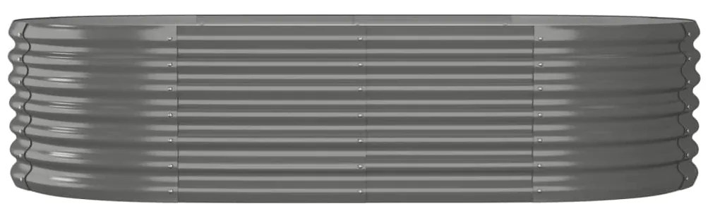 Canteiro elevado jardim 152x80x36cm aço revestido a pó cinzento