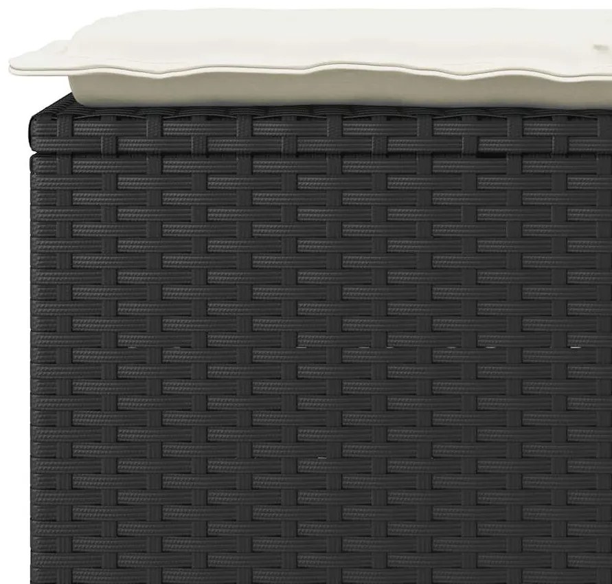 Banco de jardim com almofadão 110x40x44 cm vime PE preto