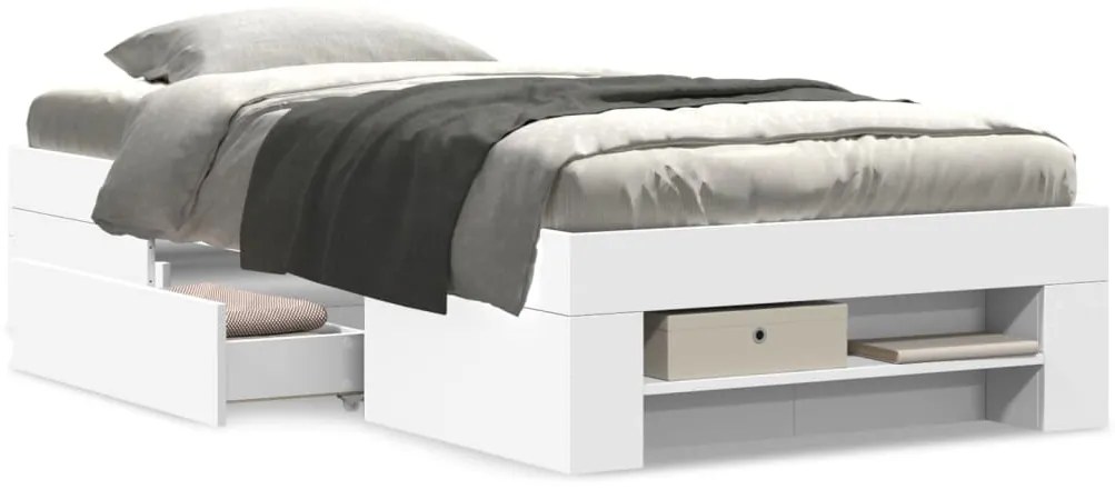 Estrutura de cama 100x200 cm derivados de madeira branco