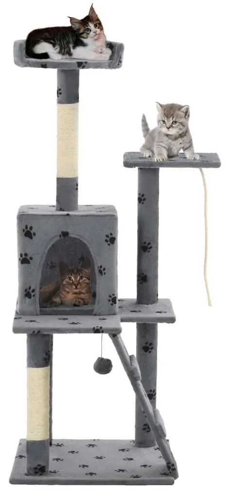 vidaXL Árvore p/ gatos c/ postes arranhadores sisal 120 cm cinzento