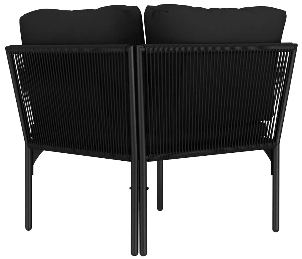 6 pcs conjunto lounge de jardim c/ almofadões PVC preto