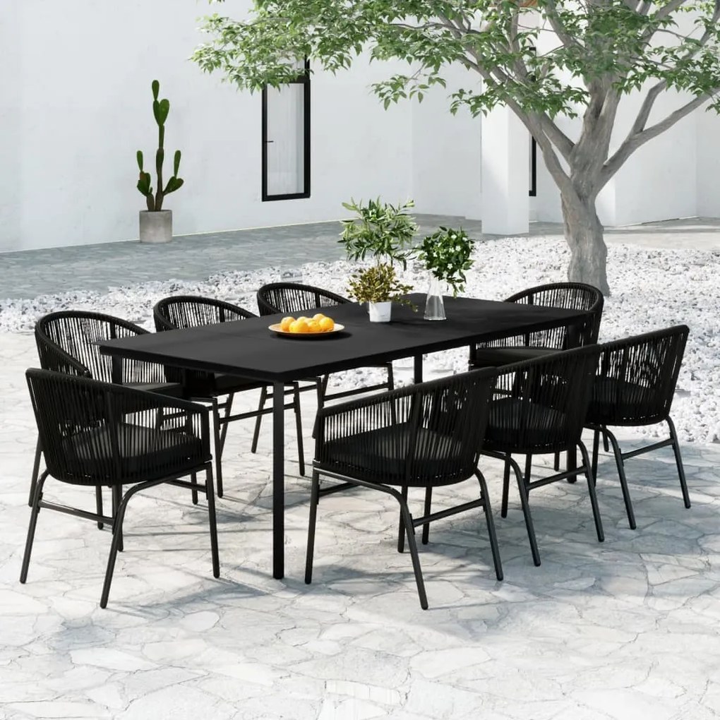 vidaXL 9 pcs conjunto de jantar para jardim preto